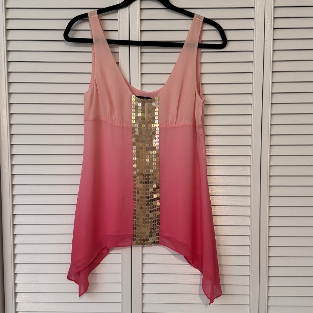 NWOT BCBGMAXAZRIA Silk Pink Ombré Y2K Top